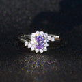 Silver-Tone Oval Crystal Halo Ring In Nine Vivid Colors view 2
