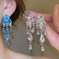 Light Luxury Alloy Rhinestone Geometric Teardrop Tassel Drop Earrings For Women view 2