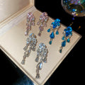 Light Luxury Alloy Rhinestone Geometric Teardrop Tassel Drop Earrings For Women view 3