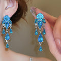 Light Luxury Alloy Rhinestone Geometric Teardrop Tassel Drop Earrings For Women view 4