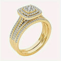 Luxury European Geometric Half Eternity Couple Ring For Women With Square Chunky Zircon Design view 5