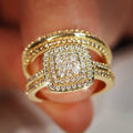 Luxury European Geometric Half Eternity Couple Ring For Women With Square Chunky Zircon Design view 2