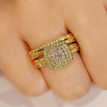 Luxury European Geometric Half Eternity Couple Ring For Women With Square Chunky Zircon Design view 3
