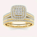 Luxury European Geometric Half Eternity Couple Ring For Women With Square Chunky Zircon Design view 1