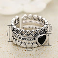 Women's Sweet Cool Heart Hollow Ring, Vintage Finish Lolita Niche Finger Jewelry view 4