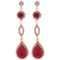 Light Luxury Copper Rhinestone Geometric Teardrop Pendant Drop Earrings For Women view 5