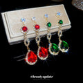 Light Luxury Copper Rhinestone Geometric Teardrop Pendant Drop Earrings For Women view 4