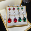 Light Luxury Copper Rhinestone Geometric Teardrop Pendant Drop Earrings For Women view 2