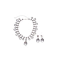 Light Luxury Resin Rhinestone Teardrop Pendant Necklace And Tassel Earrings Jewelry Set view 5