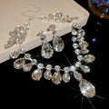 Light Luxury Resin Rhinestone Teardrop Pendant Necklace And Tassel Earrings Jewelry Set view 2