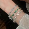 Light Luxury Glass Crystal Zircon Waterdrop Flower Geometric Bangle For Women view 3