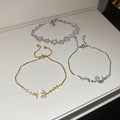 18K Gold Plated Copper Moon Pendant Bangle With Zircon Mother Of Pearl Floral Charm For Women view 2