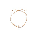 18K Gold Plated Copper Moon Pendant Bangle With Zircon Mother Of Pearl Floral Charm For Women view 5