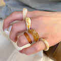 Light Luxury Acrylic Marbled Round Geometric Ring For Women Sweet Index Finger Jewelry view 2