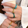 Light Luxury Acrylic Marbled Round Geometric Ring For Women Sweet Index Finger Jewelry view 4