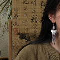 Alloy Hollow Butterfly Flower Teardrop Tassel Drop Earrings, Minimalist Ethnic Style view 4