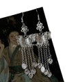Alloy Hollow Butterfly Flower Teardrop Tassel Drop Earrings, Minimalist Ethnic Style view 5