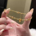 18K Gold Plated Oval Resin Rhinestone Bangle For Women New Chinese Light Luxury Geometric Style view 3