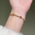 18K Gold Plated Oval Resin Rhinestone Bangle For Women New Chinese Light Luxury Geometric Style view 2