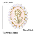 Enamel Alloy Pearl Lady Head Brooch Pin With Rhinestone Decoration view 4
