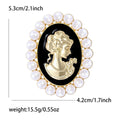 Enamel Alloy Pearl Lady Head Brooch Pin With Rhinestone Decoration view 6
