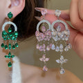 Copper Zircon Round Heart Teardrop Tassel Drop Earrings For Women Light Luxury Style view 2