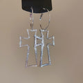 Light Luxury Alloy Hoop Earrings With Crinkled Hollow Cross Pendant For Women view 4