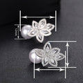 Faux Pearl Flower Marquise Drop Earrings, Light Luxury Design Jewelry For Women view 4