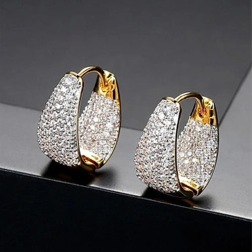 Metal Micro Pave Triangle Earrings, New Fashionable French Style Jewelry