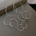 Copper Geometric Round C Shape Hoop Earrings With Silver Posts Minimalist Fashion Jewelry view 2