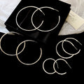 Copper Geometric Round C Shape Hoop Earrings With Silver Posts Minimalist Fashion Jewelry view 4