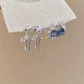 Light Luxury Faux Pearl Bow Zircon Square Pendant Drop Earrings With Silver Posts view 1