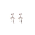 Light Luxury Faux Pearl Bow Zircon Square Pendant Drop Earrings With Silver Posts view 5