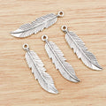 Alloy Feather Pendant Charm For DIY Jewelry Accessories Necklace Bracelet Making 45x11mm view 3