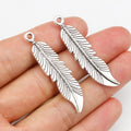 Alloy Feather Pendant Charm For DIY Jewelry Accessories Necklace Bracelet Making 45x11mm view 1