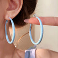 Summer Vacation Style Smooth Round Iron Hoop Earrings With Silver Pins For Women view 4