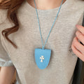 Leather Cross Magnetic Eyeglass Clip Sweater Necklace, Sweet Geometric Glasses Holder For Women view 4
