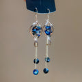 Multi Material Twisted Geometric Round Crystal Tassel Drop Earrings French Court Style Ear Hooks view 1