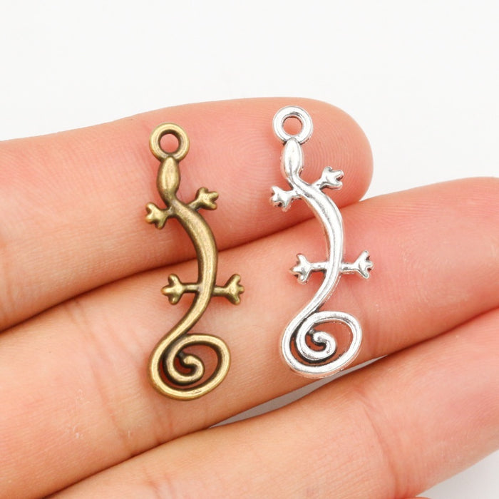 Alloy Lizard Gecko Pendant Charm For DIY Jewelry Accessories Necklace Bracelet 29x11mm