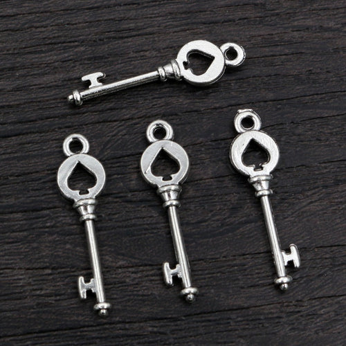 Alloy Faux Key Pendant Charm For DIY Jewelry Accessories Necklace Bracelet 28x7.5mm 0.8g