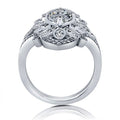 Silver Tone Floral Marquise Openwork Pavé Cocktail Ring 6-10 view 3