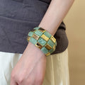 Acrylic Square Splice Geometric Round Bangle Minimalist European American Fashion Jewelry view 3
