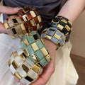 Acrylic Square Splice Geometric Round Bangle Minimalist European American Fashion Jewelry view 1