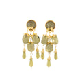 Vintage Luxury Green Acrylic Gemstone Tassel Drop Gold Alloy Palace Style Statement Stud Earrings view 5