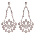 Copper Zircon Hollow Teardrop Flower Pendant Drop Earrings For Women Light Luxury Style view 5