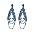 Light Luxury Copper Round Rhinestone Teardrop Tassel Drop Earrings For Women view 5