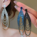Light Luxury Copper Round Rhinestone Teardrop Tassel Drop Earrings For Women view 2