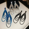 Light Luxury Copper Round Rhinestone Teardrop Tassel Drop Earrings For Women view 1