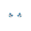 Elegant Blue Enamel Flower Pearl Stud Earrings With Silver Needle Alloy Rhinestone Fashion Earrings view 5