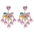 Copper Heart Waterdrop Tassel Drop Earrings With Sparkling Zircon Silver Posts Light Luxury Style view 5